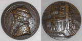 Early 1900s French Bronze Medal Johannes Gutenberg & Printing Press L Deschamps