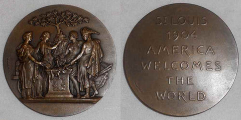 1904 Bronze Medal St. Louis World's Fair America Welcomes the World By DePaulis