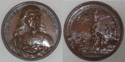 c. 1740 Bronze Medal John Milton Paradise Lost Jean Dassier Sculptor Choice XF