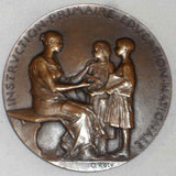 1907-08 French Bronze Awarded Medal Ministry of Public Education By Oscar Roty