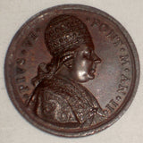 1776 Vatican Copper Medal Pope Pius VI AN II Military Barracks in Civitavecchia