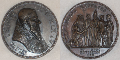 Beautiful Vatican Bronze Medal Pope Julius III Bust Right Restoration of England to The Catholic Church Ann V, Early Restrike