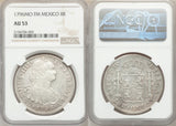 1796 Silver Coin Mexico 8 Reales Mint Mark Mo FM Charles IIII of Spain NGC AU 53