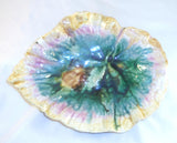 Antique Griffin, Smith and Hill Etruscan 9" Majolica Colorful Begonia Leaf Tray