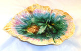 Antique Griffin, Smith and Hill Etruscan 9" Majolica Colorful Begonia Leaf Tray