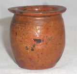 Old Redware Miniature Jar Blood Letting Vessel? Bulbous Shape Wide Surface Rim