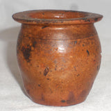 Old Redware Miniature Jar Blood Letting Vessel? Bulbous Shape Wide Surface Rim