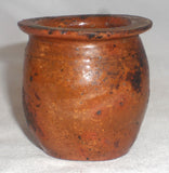 Old Redware Miniature Jar Blood Letting Vessel? Bulbous Shape Wide Surface Rim