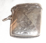 Antique English Sterling Silver Small Match Safe Vesta Engraved Foliate Design
