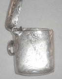 Antique English Sterling Silver Small Match Safe Vesta Engraved Foliate Design