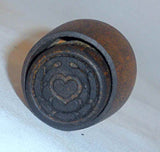 Antique Primitive Small Size Plunger Type Wood Butter Mold Nice Heart Design