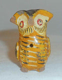 Antique Hand Molded and Polychrome Painted Redware Miniature Owl Whistle