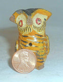 Antique Hand Molded and Polychrome Painted Redware Miniature Owl Whistle