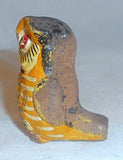 Antique Hand Molded and Polychrome Painted Redware Miniature Owl Whistle