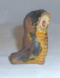 Antique Hand Molded and Polychrome Painted Redware Miniature Owl Whistle