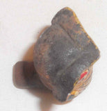 Antique Hand Molded and Polychrome Painted Redware Miniature Owl Whistle