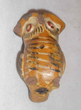 Antique Hand Molded and Polychrome Painted Redware Miniature Owl Whistle