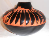 Navajo Tribe Black on Red Pottery Pot Snake Feathers Bear Paw Signed Kim Licheni