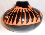 Navajo Tribe Black on Red Pottery Pot Snake Feathers Bear Paw Signed Kim Licheni