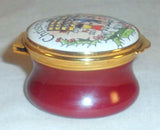 Round Neiman-Marcus Enamel on Brass Box Christmas 1980 By tks Birmingham England