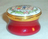 Round Neiman-Marcus Enamel on Brass Box Christmas 1980 By tks Birmingham England