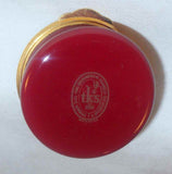Round Neiman-Marcus Enamel on Brass Box Christmas 1980 By tks Birmingham England