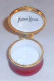 Round Neiman-Marcus Enamel on Brass Box Christmas 1980 By tks Birmingham England
