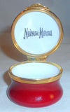 Round Neiman-Marcus Enamel on Brass Box Christmas 1980 By tks Birmingham England