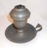 Antique Pewter Fluid or Whale Oil Lamp Tulip Bulb-Shaped Reservoir Two Burners