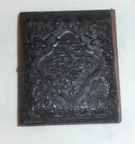Antique Ambrotype Photo of Bearded Man & His Wife Having Red Cheeks in Case