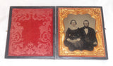 Antique Ambrotype Photo of Bearded Man & His Wife Having Red Cheeks in Case