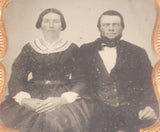 Antique Ambrotype Photo of Bearded Man & His Wife Having Red Cheeks in Case