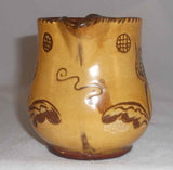 1947 Redware Yellow Color Creamer Tulip Sgraffito Decoration Oley Valley Pottery