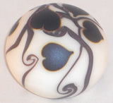 Vintage Orient & Flume Art Glass Paperweight Cobalt Blue Hearts & Vines Design