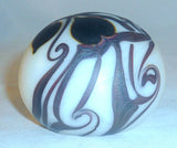 Vintage Orient & Flume Art Glass Paperweight Cobalt Blue Hearts & Vines Design