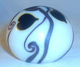 Vintage Orient & Flume Art Glass Paperweight Cobalt Blue Hearts & Vines Design