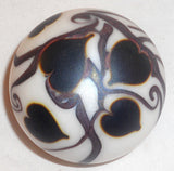 Vintage Orient & Flume Art Glass Paperweight Cobalt Blue Hearts & Vines Design