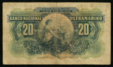 April 6, 1937 Mozambique 20 Escudos Banknote P74 Banco Nacional Ultamarino F