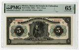 Banknote 1913 Bank of Chihuahua Mexico 5 Pesos Miner w/ Drill P# S132 PMG 65 EPQ