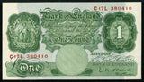 Great Britain One Pound Banknote P-369c O’Brien 1955-60 Prefix C17L UNC 66 EPQ