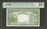 Bahamas Government 1953 Four Shillings Banknote P# 13b Queen Elizabeth II VF 35