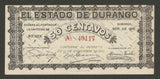 September 1915 Mexico's State of Durango 50 Centavos Pick Number S749 Series F Nice Crisp Uncirculated Banknote