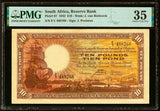 1943 South African Reserve Bank Ten Pounds Banknote PMG Choice Very Fine 35 P 87