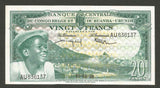 1959 Belgian Congo and Ruanda-Urundi Central Bank 20 Francs Banknote Choice XF+