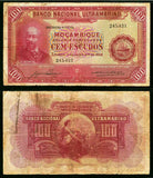 1938 Mozambique 100 Escudos Banknote P76 Banco Nacional Ultramarino PMG Fine 15