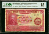 1938 Mozambique 100 Escudos Banknote P76 Banco Nacional Ultramarino PMG Fine 15