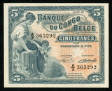 1949 Bank of Belgian Congo Five Francs Banknote P #13B Crisp Uncirculated