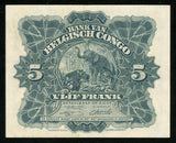 1949 Bank of Belgian Congo Five Francs Banknote P #13B Crisp Uncirculated