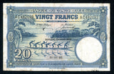 1948 Bank of Belgian Congo Twenty Francs Banknote Pick #15F Nice Very Fine