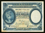 1935 The Hong Kong & Shanghai Banking Corporation One Dollar Banknote Pick 172c